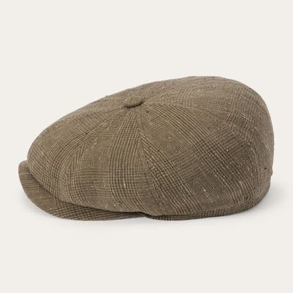 Glen Check Linen/Silk Hatteras Cap Olive Check Men/Women Stetson Caps & Truckers