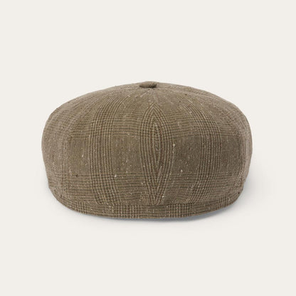 Glen Check Linen/Silk Hatteras Cap Olive Check Men/Women Stetson Caps & Truckers