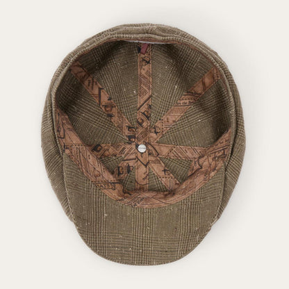 Glen Check Linen/Silk Hatteras Cap Olive Check Men/Women Stetson Caps & Truckers