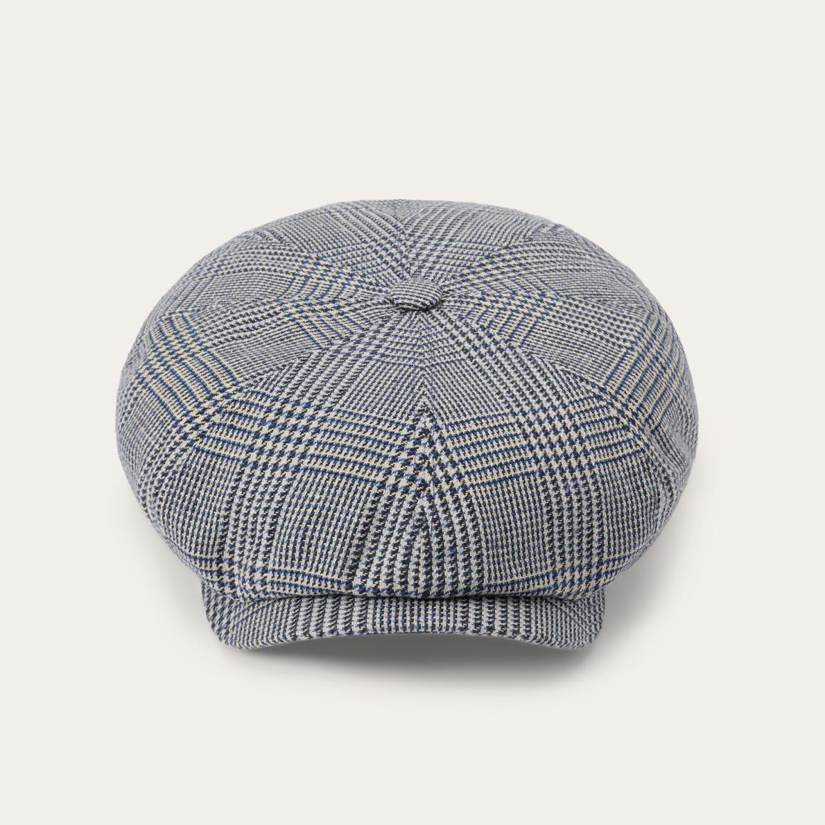 Glen Check Silk/Cotton 8-Panel Cap Blue Check Men/Women Stetson Caps & Truckers