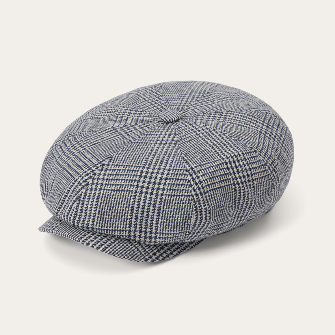 Glen Check Silk/Cotton 8-Panel Cap Blue Check Men/Women Stetson Caps & Truckers