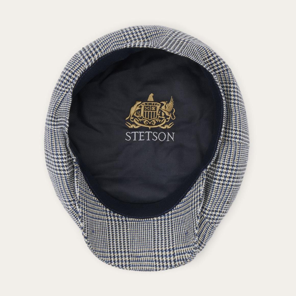 Glen Check Silk/Cotton 8-Panel Cap Blue Check Men/Women Stetson Caps & Truckers