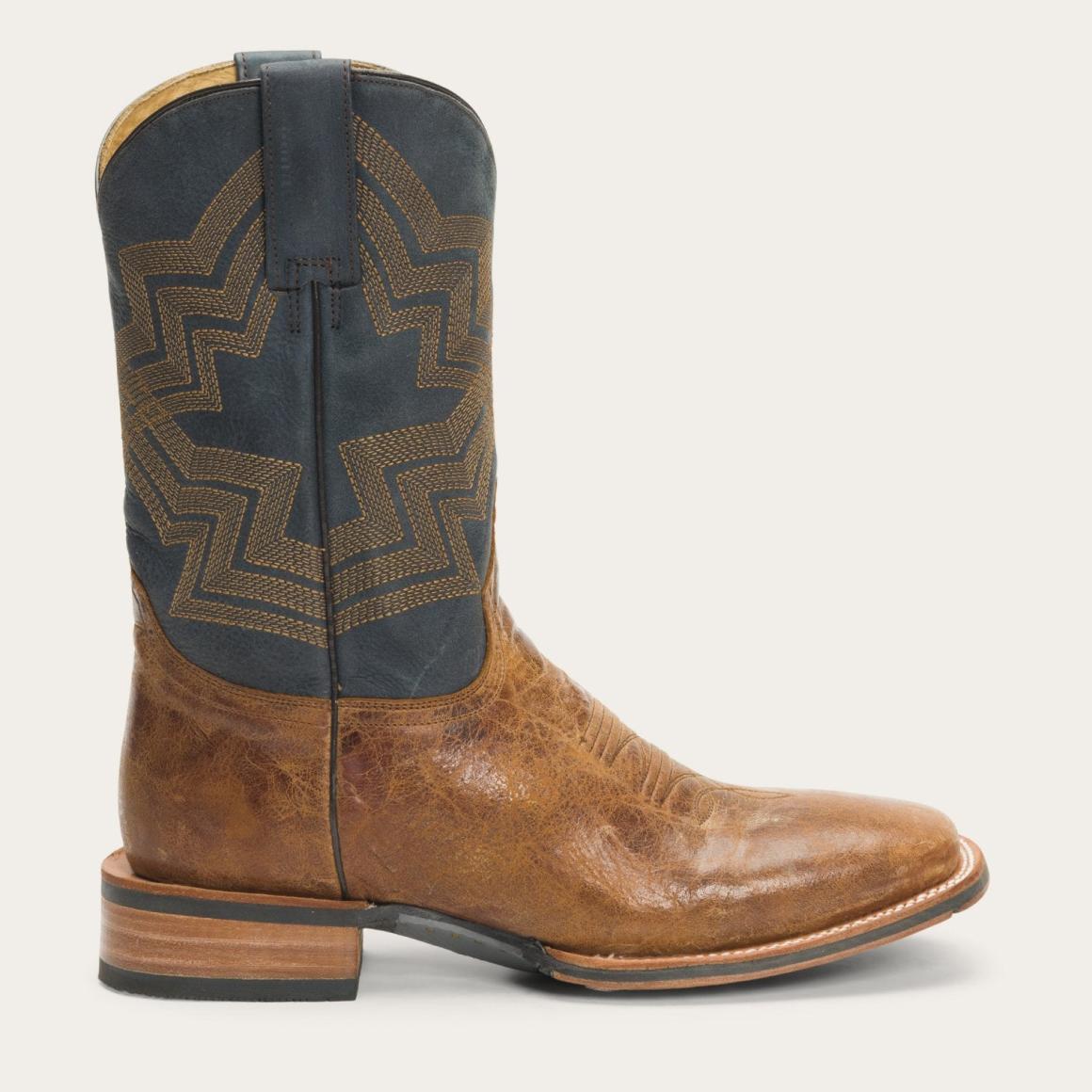 Goddard Burnished Blue & Brown Leather Boot Brown Men Stetson Western