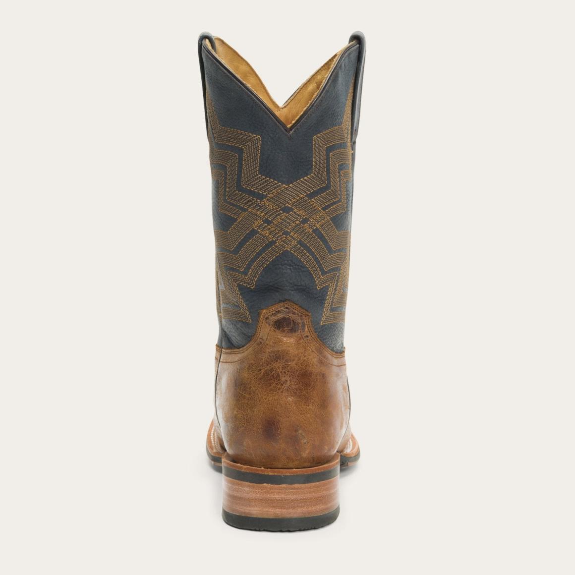 Goddard Burnished Blue & Brown Leather Boot Brown Men Stetson Western