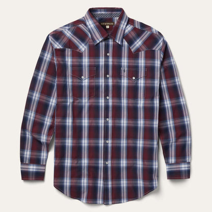 Good Luck Plaid Western Shirt Wine Men Stetson Western Shirts