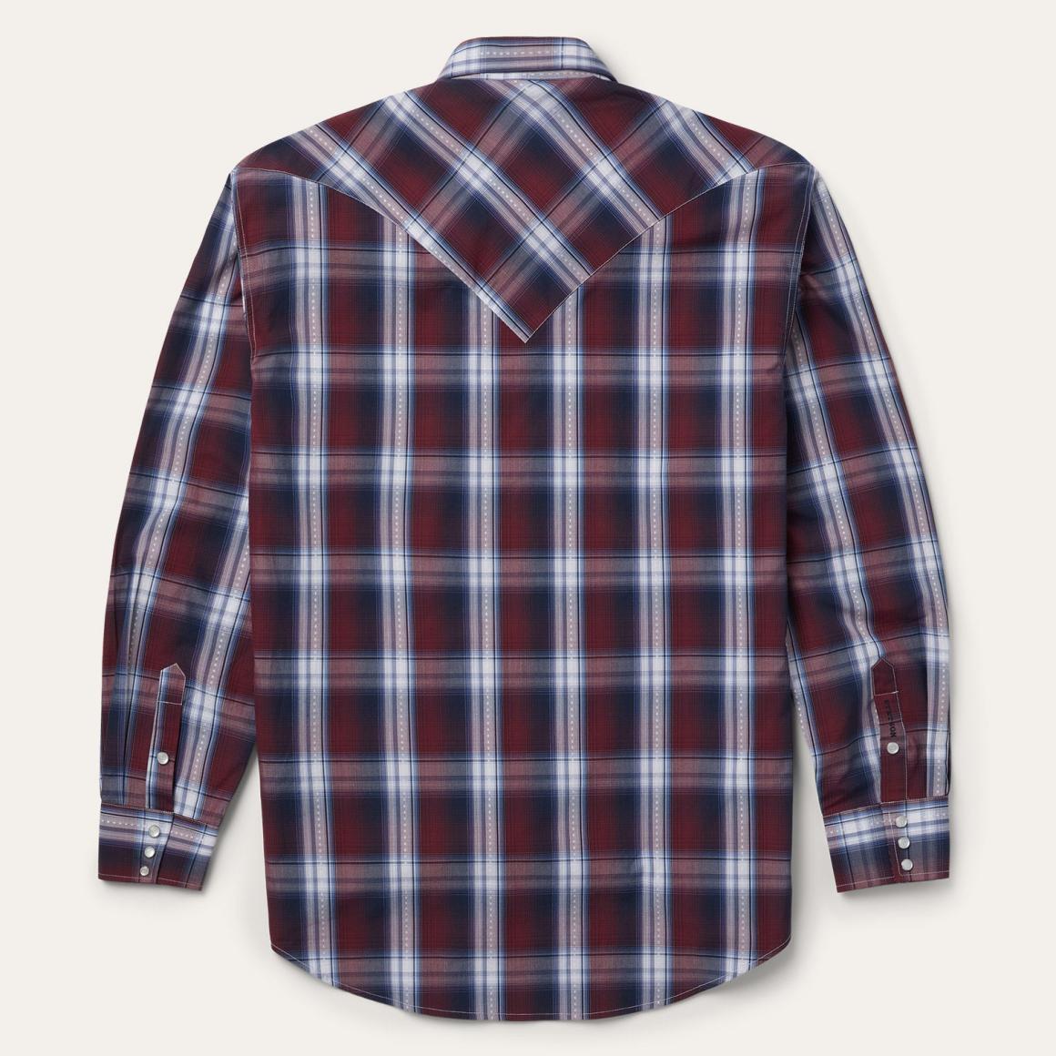 Good Luck Plaid Western Shirt Wine Men Stetson Western Shirts