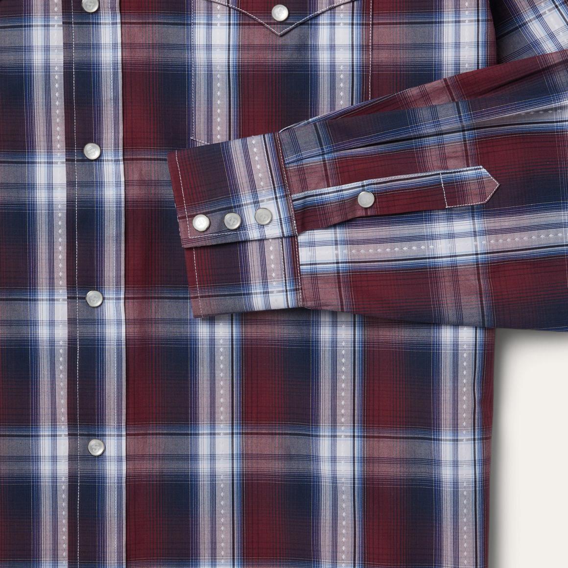 Good Luck Plaid Western Shirt Wine Men Stetson Western Shirts