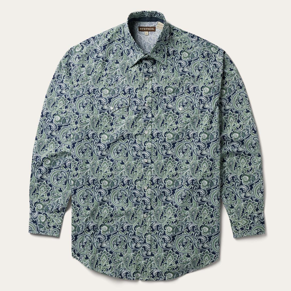 Greenspring Paisley Print Western Shirt Blue Men Stetson Classic Cut