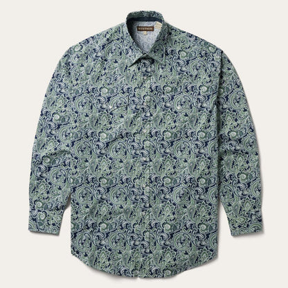 Greenspring Paisley Print Western Shirt Blue Men Stetson Classic Cut