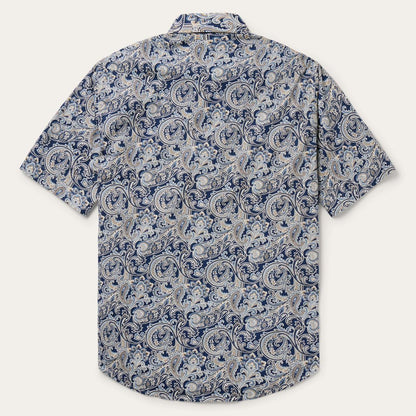 Greenspring Paisley Short Sleeve Western Shirt Blue Men Stetson Classic Cut