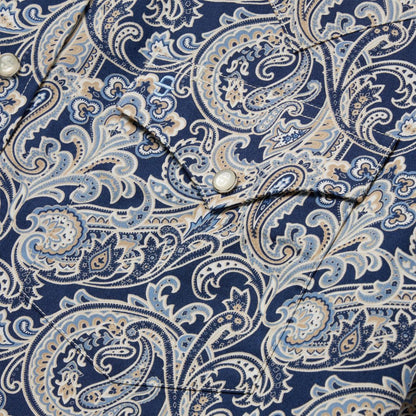 Greenspring Paisley Short Sleeve Western Shirt Blue Men Stetson Classic Cut