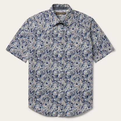 Greenspring Paisley Short Sleeve Western Shirt Blue Men Stetson Western Shirts