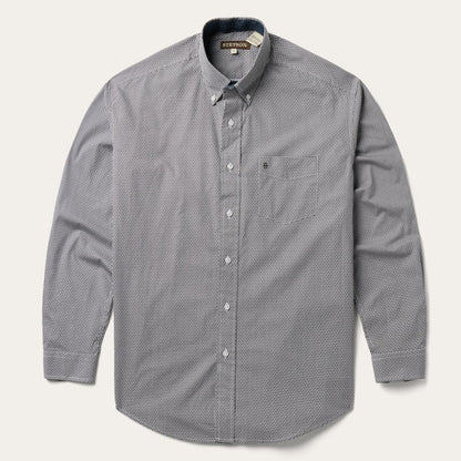 Grey Geo Print Button Front Shirt Grey Men Stetson Classic Cut