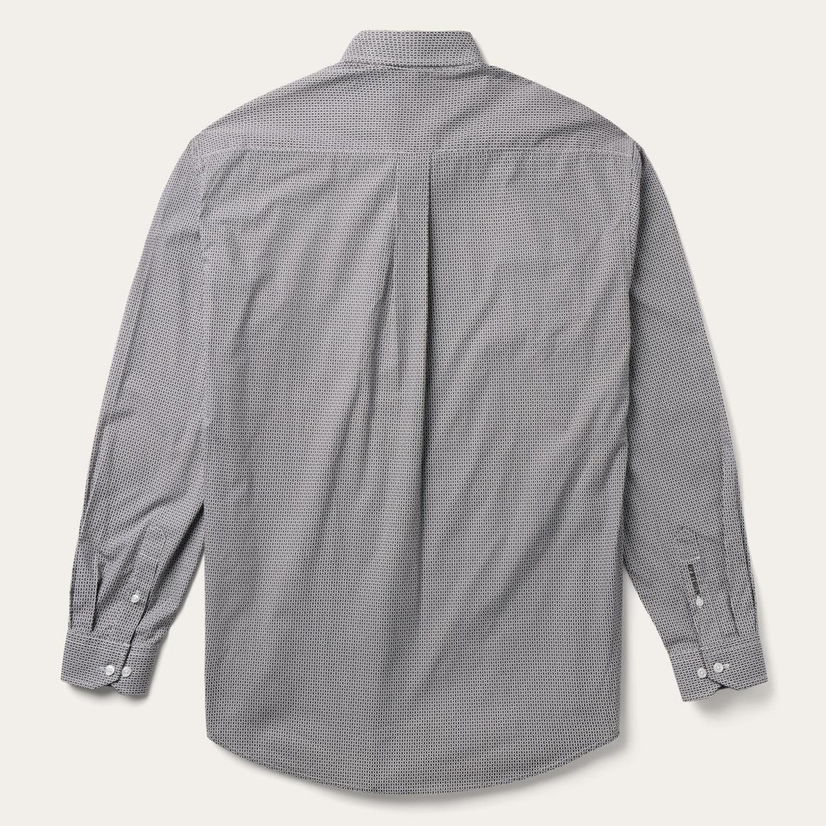 Grey Geo Print Button Front Shirt Grey Men Stetson Classic Cut