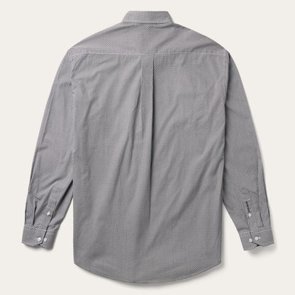 Grey Geo Print Button Front Shirt Grey Men Stetson Classic Cut