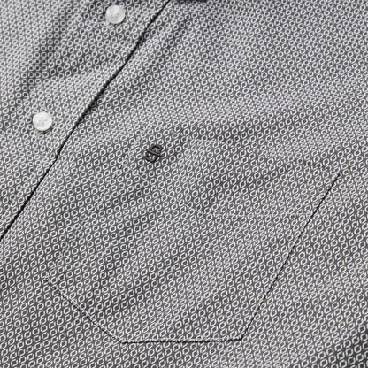 Grey Geo Print Button Front Shirt Grey Men Stetson Western Shirts