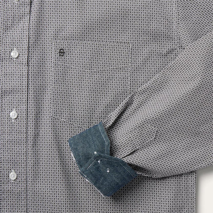 Grey Geo Print Button Front Shirt Grey Men Stetson Western Shirts