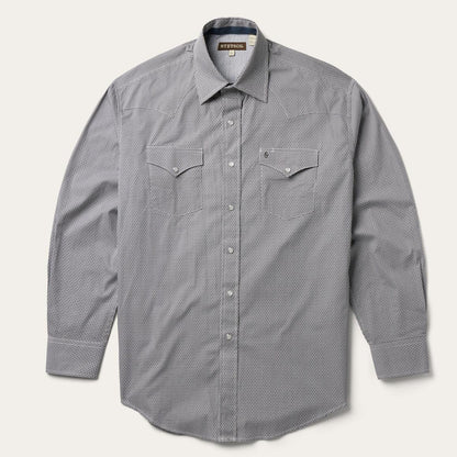 Grey Geo Print Western Shirt Grey Men Stetson Western Shirts