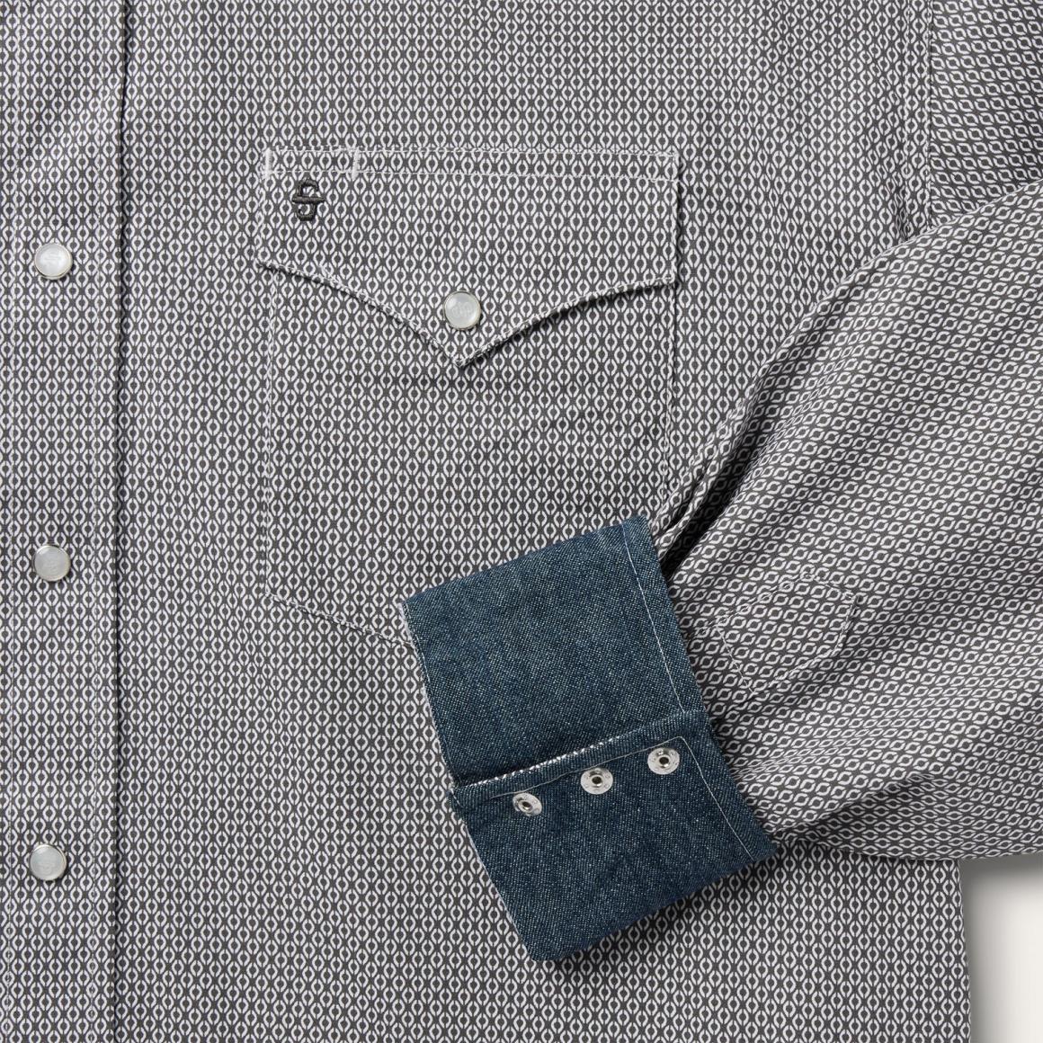 Grey Geo Print Western Shirt Grey Men Stetson Western Shirts
