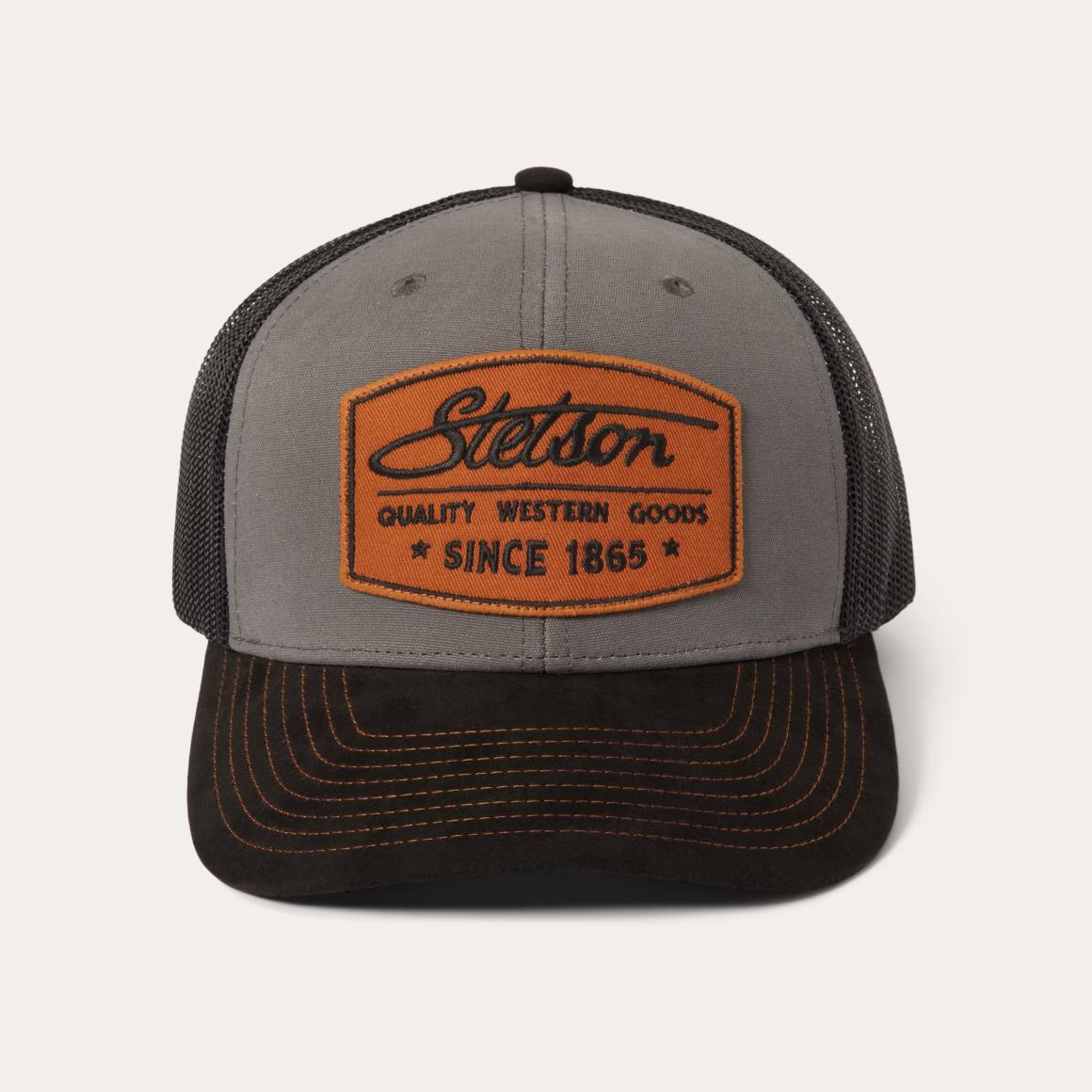 Grey Heritage Script Trucker Cap Grey Men/Women Stetson Caps & Truckers