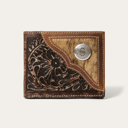 Hair-On-Hide Concho Bi-Fold Wallet Vintage Brown Men Stetson Wallets