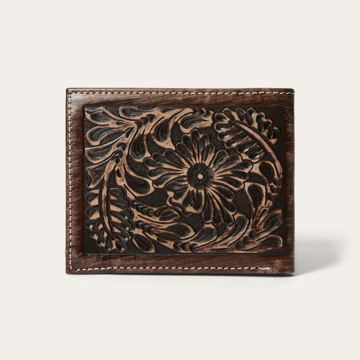 Hair-On-Hide Concho Bi-Fold Wallet Vintage Brown Men Stetson Wallets