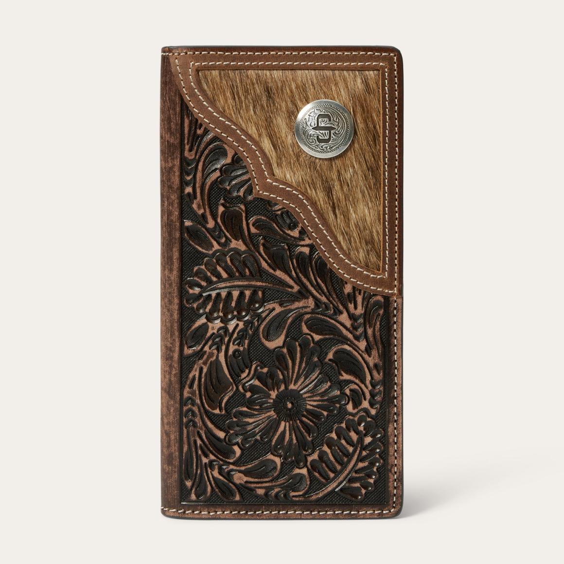 Hair-On-Hide Concho Checkbook Vintage Brown Men Stetson Wallets