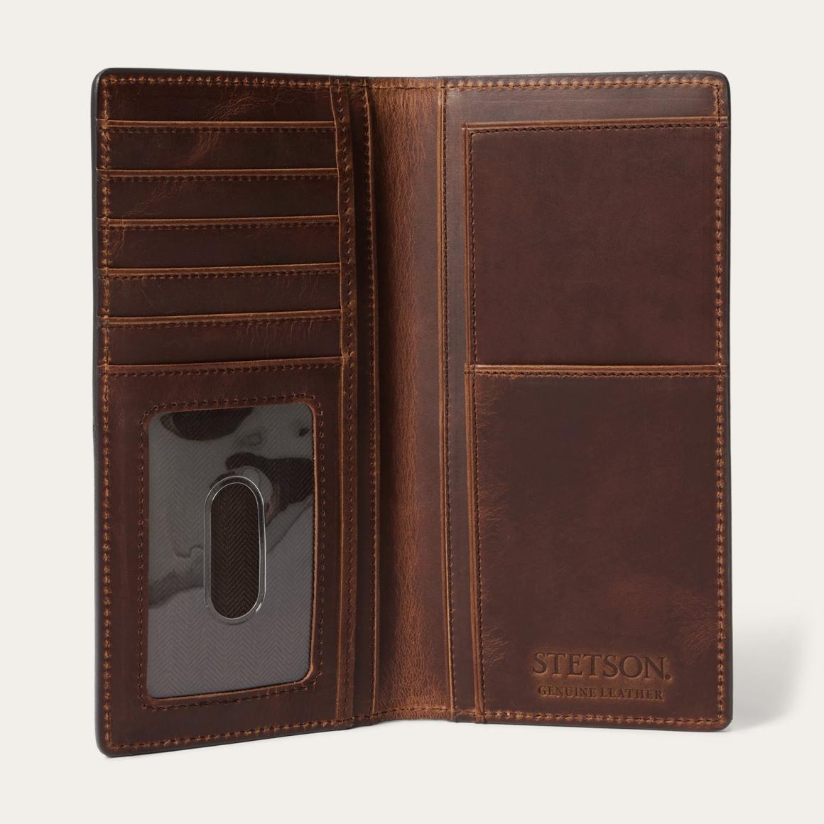 Hair-On-Hide Concho Checkbook Vintage Brown Men Stetson Wallets