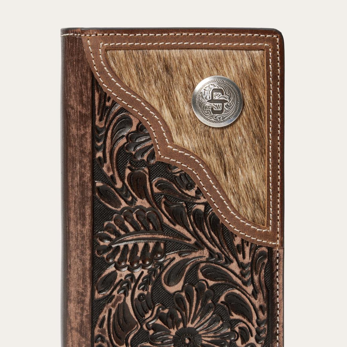 Hair-On-Hide Concho Checkbook Vintage Brown Men Stetson Wallets