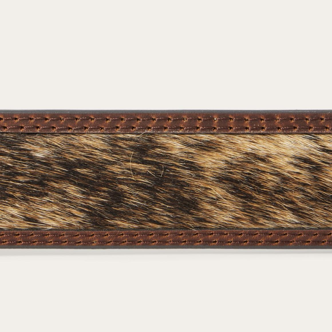 Hair-on-Hide Tooled Tab Belt Vintage/brown Men Stetson Belts