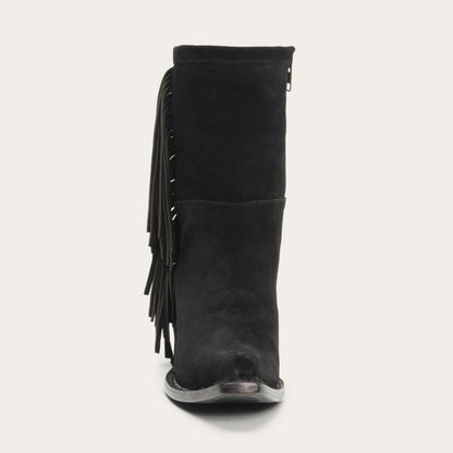Halle Suede Fringe Side Zip Boot Black Women Stetson Shorties