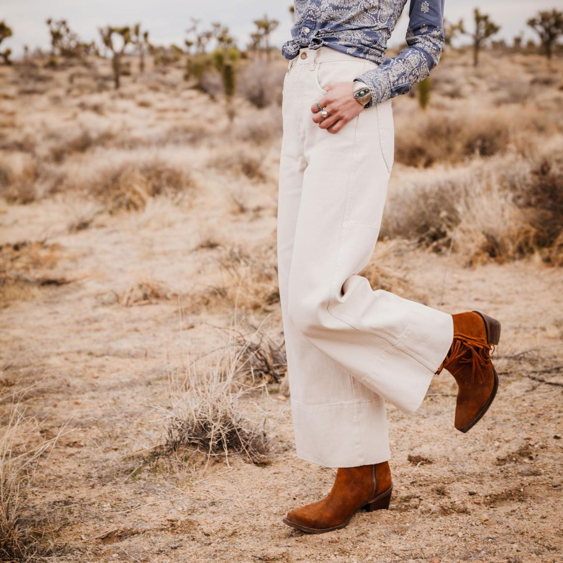 Halle Suede Fringe Side Zip Boot Brown Women Stetson Western