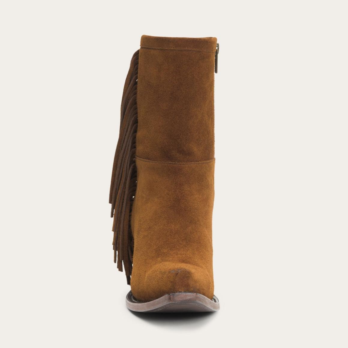 Halle Suede Fringe Side Zip Boot Brown Women Stetson Western