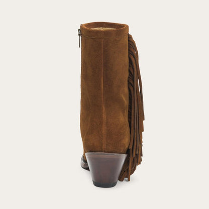 Halle Suede Fringe Side Zip Boot Brown Women Stetson Western