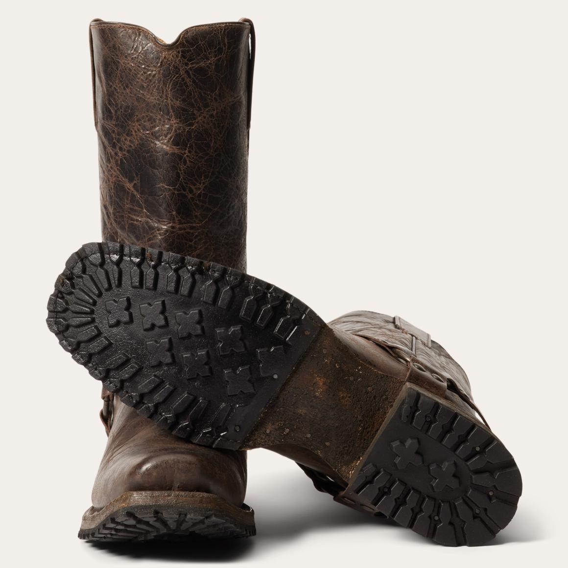 Heritage Harness Boots Waxed Dark Brown Men Stetson Western