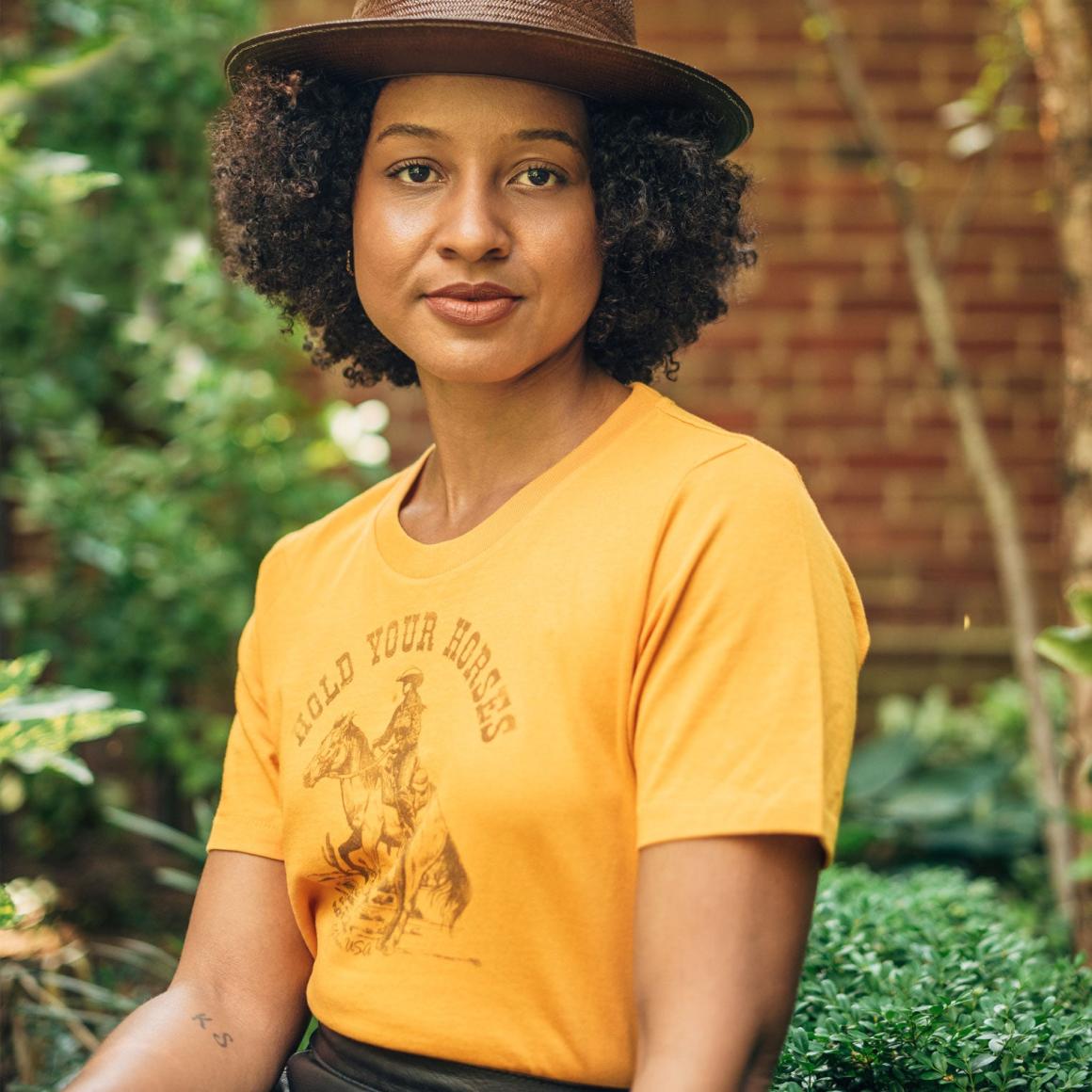 Hold Your Horses Graphic Tee Yellow Women Stetson Tees
