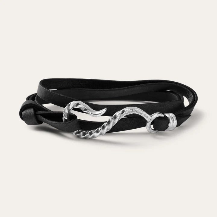 Hook Leather Bracelet Black Leather Men/Women Stetson Jewelry