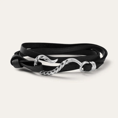 Hook Leather Bracelet Black Leather Men/Women Stetson Jewelry