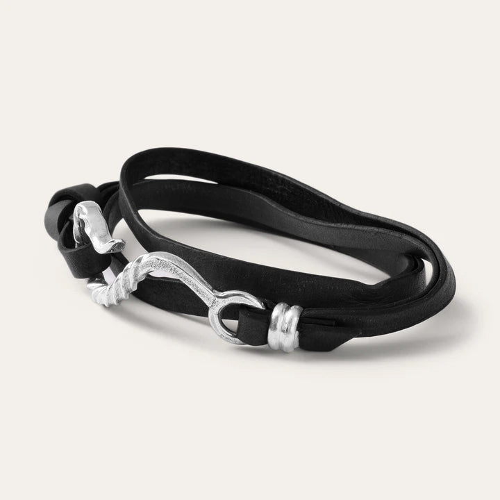 Hook Leather Bracelet Black Leather Men/Women Stetson Jewelry