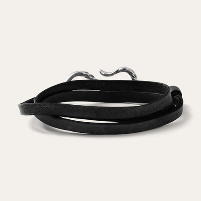 Hook Leather Bracelet Black Leather Men/Women Stetson Jewelry