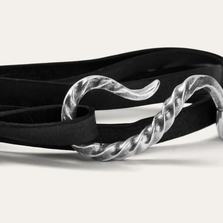 Hook Leather Bracelet Black Leather Men/Women Stetson Jewelry