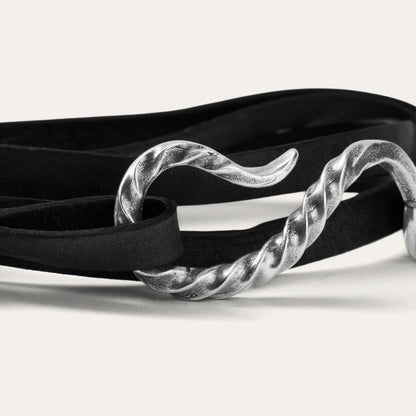 Hook Leather Bracelet Black Leather Men/Women Stetson Jewelry