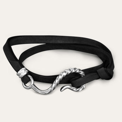 Hook Leather Bracelet Black Leather Men/Women Stetson Jewelry