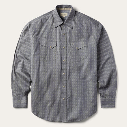 Horseshoe Stripe Print Shirt Grey Men Stetson Western Shirts