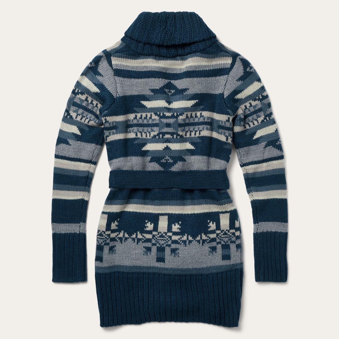 Indigo Aztec Belted Cardigan Blue Women Stetson Sweaters