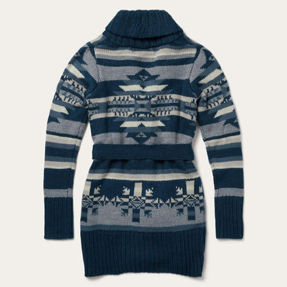Indigo Aztec Belted Cardigan Blue Women Stetson Sweaters