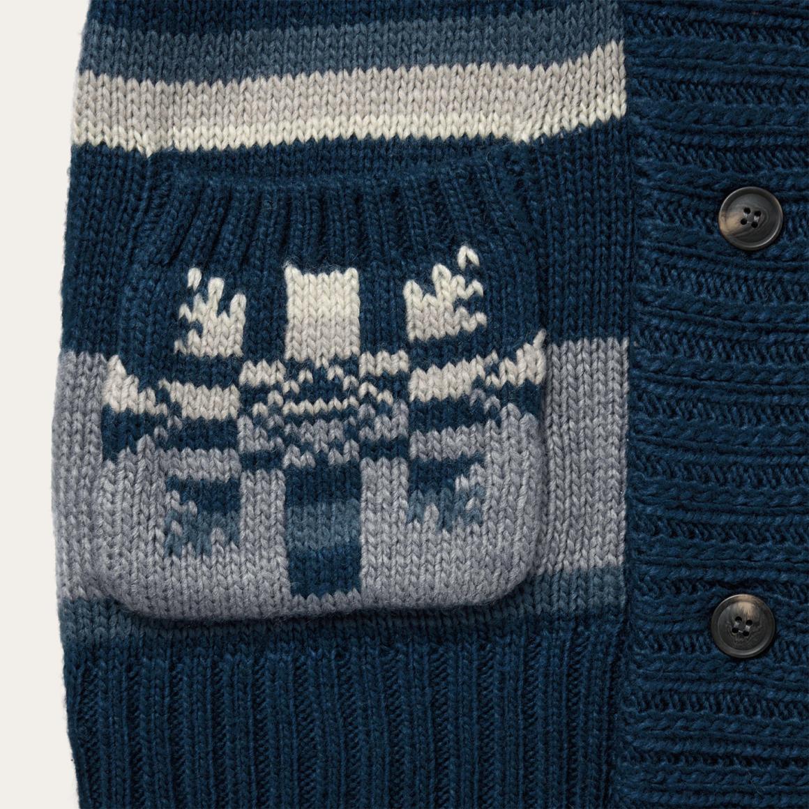 Indigo Aztec Belted Cardigan Blue Women Stetson Sweaters