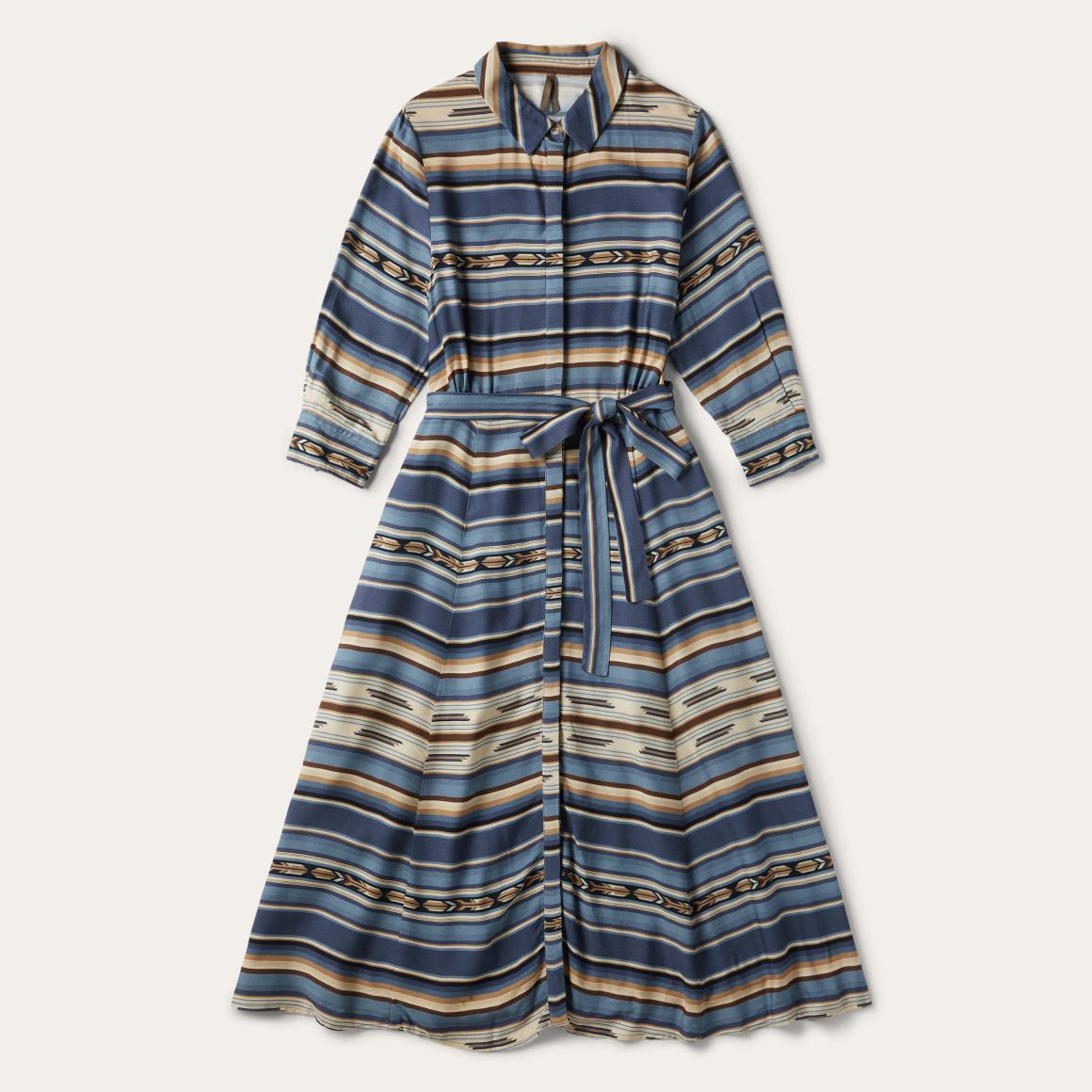 Indigo Serape Print Dress Blue Women Stetson Midi