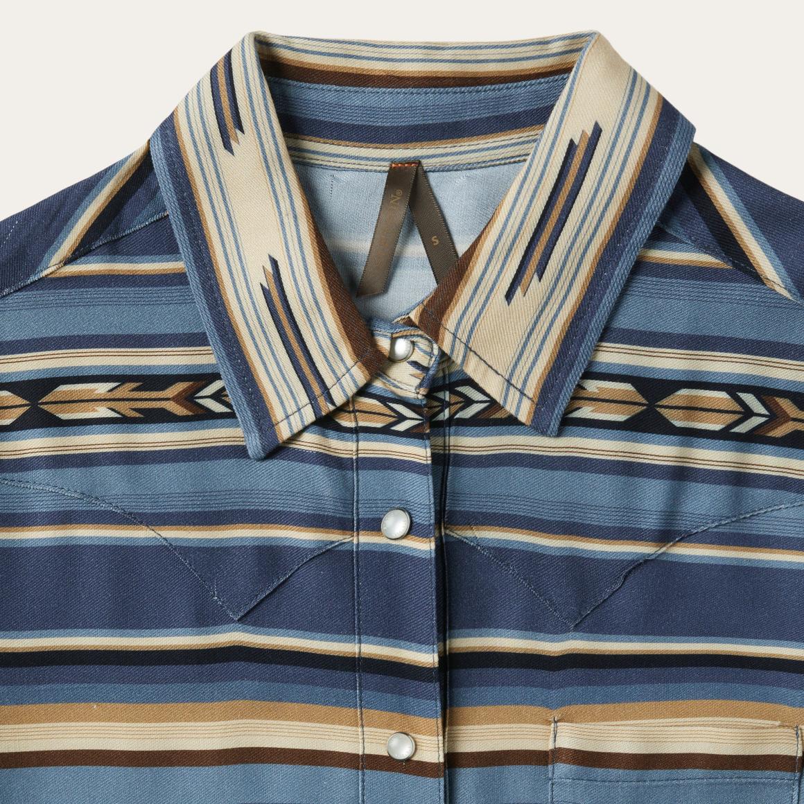Indigo Serape Print Shirt Blue Women Stetson Western Shirts
