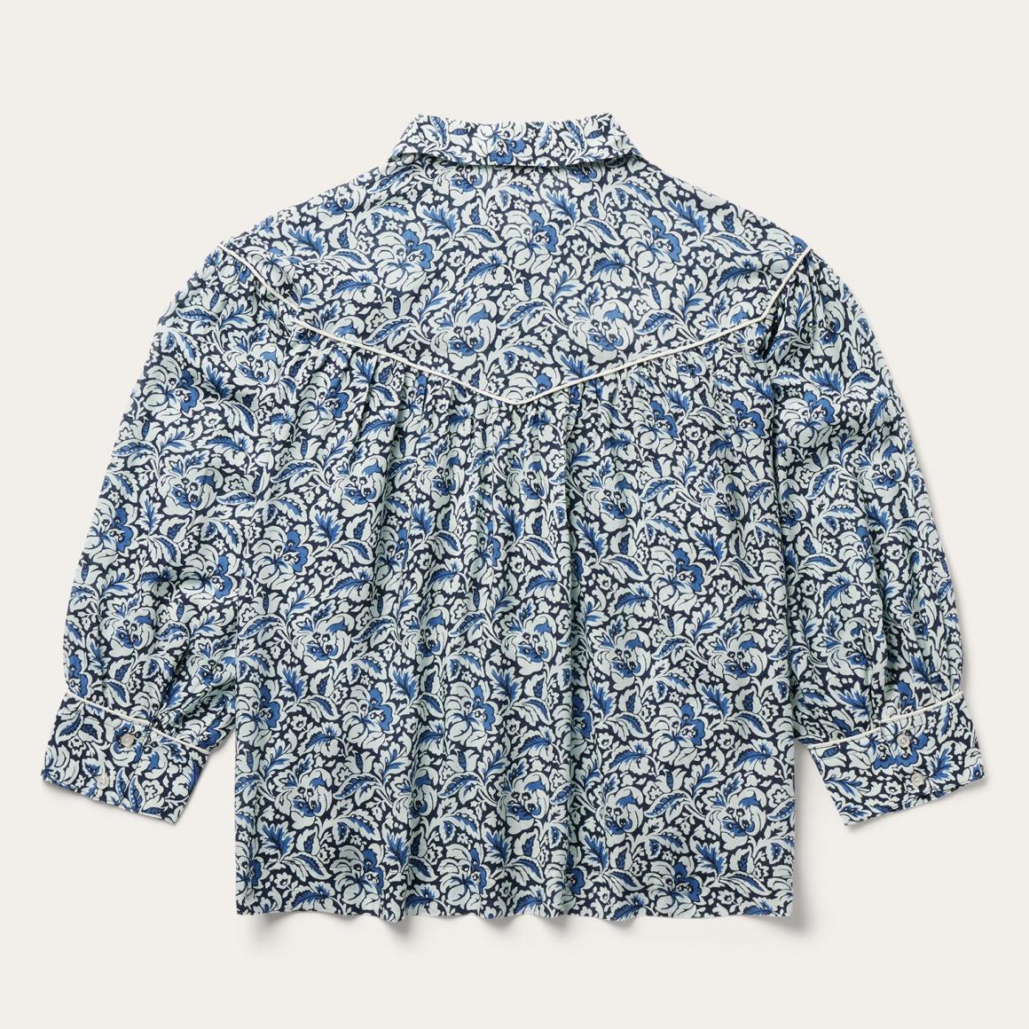 Indigo Tapestry Print Blouse Blue Women Stetson Blouses